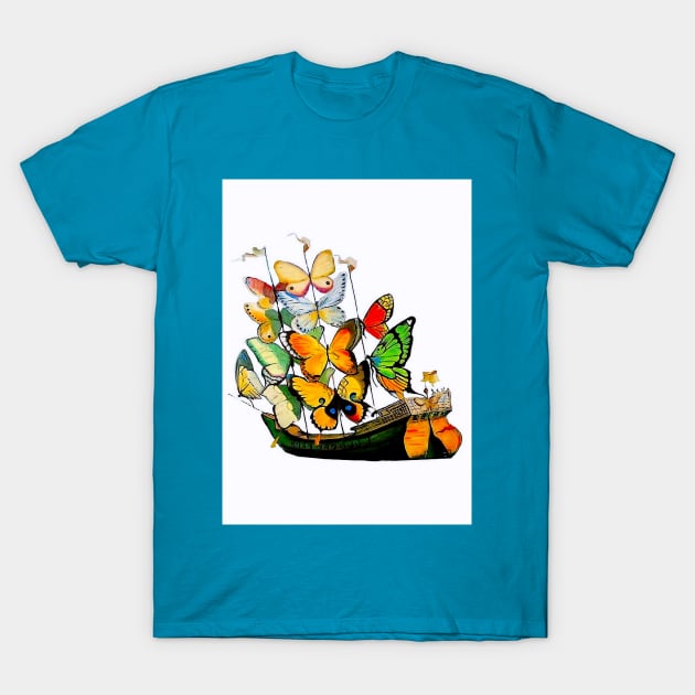 Butterfly Sails Galleon Sailing Ship T-Shirt by posterbobs